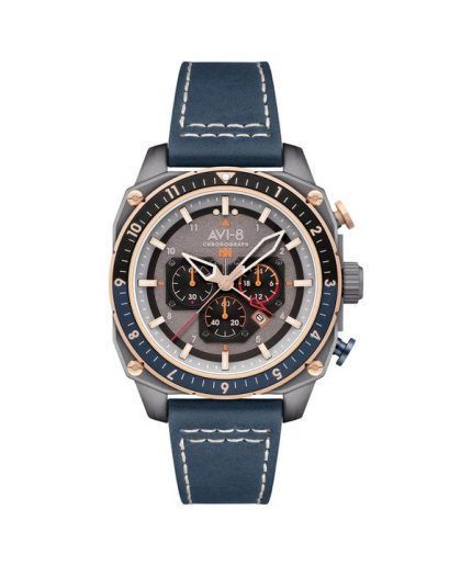 AVI-8 Hawker Hunter Atlas Dual Time Chronograph Charcoal Grey Dial Quartz AV-4100-07 Mens Watch