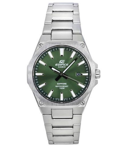 Casio Edifice Sapphire Crystal Analog Stainless Steel Green Dial Quartz EFR-S108D-3A 100M Men's Watch