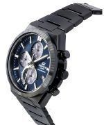 Casio Edifice Analog Chronograph Black Ion Plated Stainless Steel Blue Dial Solar EQS-950DC-2A 100M Men's Watch