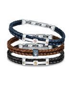 Maserati Jewels Recycled Leather And Stainless Steel Bracelet JM422AVE10 For Men