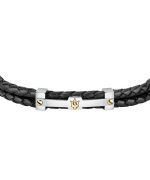 Maserati Jewels Black Leather And Stainless Steel JM422AVE11 Bracelet For Men