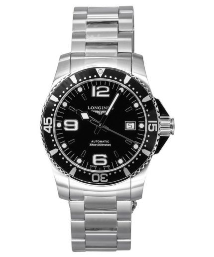 Longines HydroConquest Stainless Steel Black Dial Automatic Divers L3.742.4.56.6 300M Mens Watch