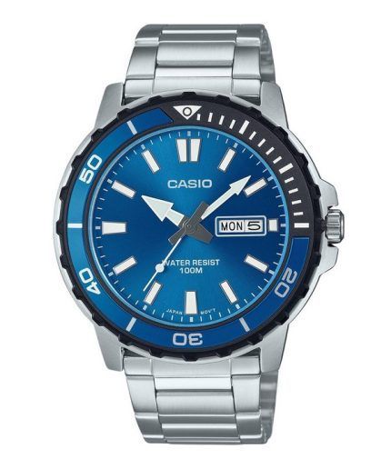 Casio Standard Analog Stainless Steel Blue Dial Quartz MTD-125D-2A1V 100M Mens Watch