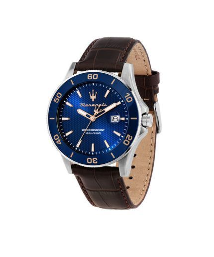 Maserati Competizione Leather Strap Blue Dial Quartz R8851100004 100M Men's Watch