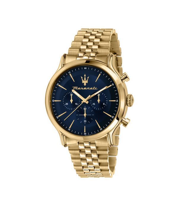 Maserati Epoca Limited Edition Chronograph Gold Tone Stainless Blue Dial Quartz R8873618031 100M Men's Watch