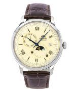 Orient Bambino Version 9 Sun And Moon Phase Leather Strap Champagne Dial Automatic RA-AK0803Y10B Men's Watch