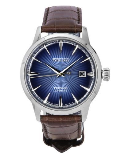 Seiko Presage Cocktail Time Calf Leather Strap Blue Dial Automatic SRPK15J1 Mens Watch