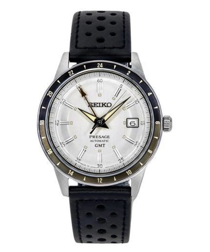 Seiko Presage Style60s GMT Calf Leather Strap Grey Dial Automatic SSK011J1 Mens Watch