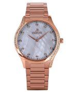 Westar Zing Crystal Accents Rose Gold Tone Stainless Steel White Mother Of Pearl Dial Quartz 00127PPN611 Women's Watch