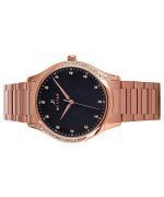 Westar Zing Crystal Accents Rose Gold Tone Stainless Steel Black Mother Of Pearl Dial Quartz 00127PPN613 Women's Watch