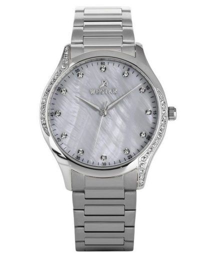 Westar Zing Crystal Accents Stainless Steel White Mother Of Pearl Dial Quartz 00127STN111 Women's Watch