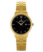 Westar Profile Gold Tone Stainless Steel Black Dial Quartz 40215GPN103 Women's Watch