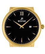 Westar Profile Gold Tone Stainless Steel Black Dial Quartz 40215GPN103 Women's Watch