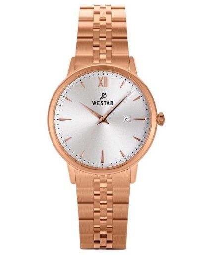 Westar Profile Rose Gold Tone Stainless Steel Silver Dial Quartz 40215PPN607 Women's Watch