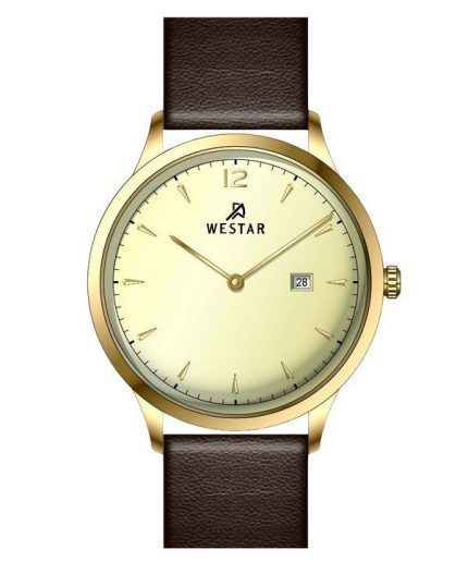 Westar Profile Leather Strap Light Champagne Dial Quartz 50217GPN122 Men's Watch