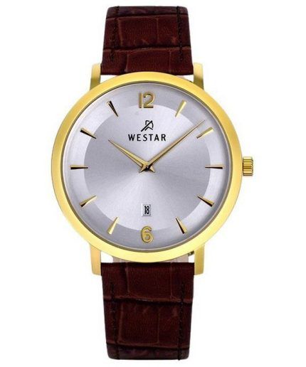 Westar Profile Leather Strap Silver Dial Quartz 50219GPN127 Men's Watch