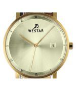 Westar Profile Black Leather Strap Light Champagne Dial Quartz 50221GPN102 Men's Watch