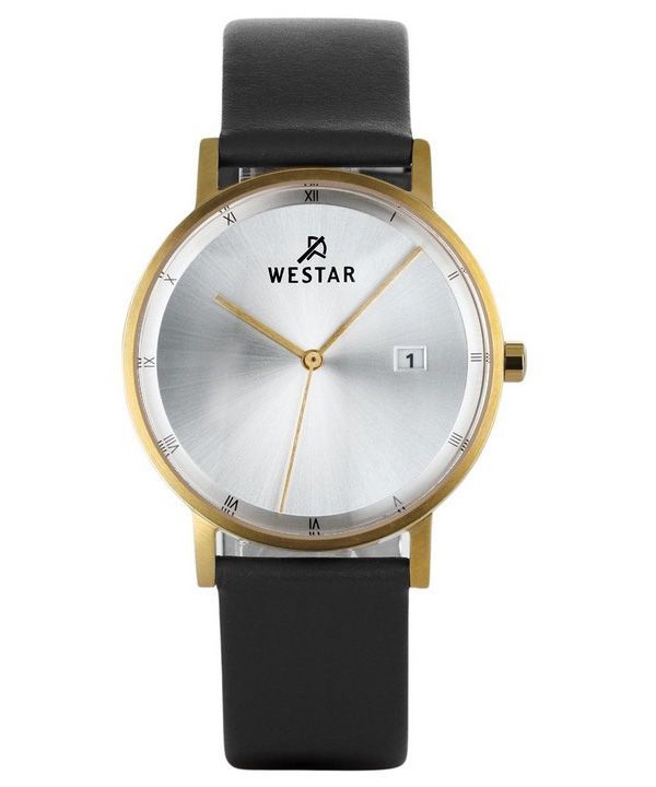 Westar Profile Black Leather Strap Silver Dial Quartz 50221GPN107 Men's Watch