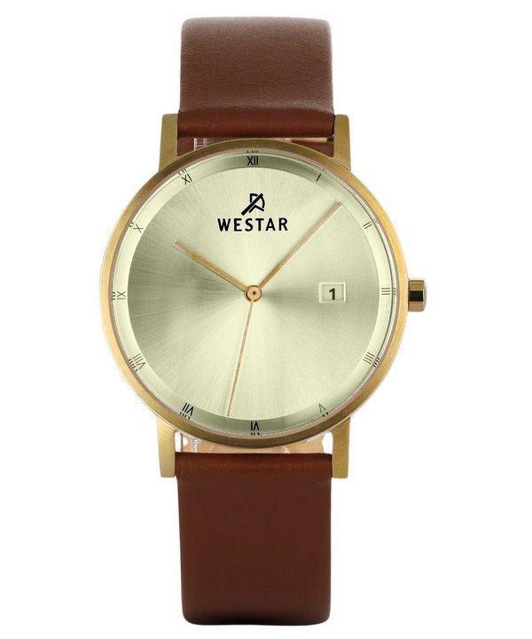 Westar Profile Leather Strap Light Champagne Dial Quartz 50221GPN122 Men's Watch