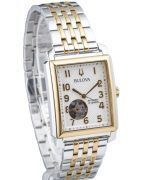 Bulova Sutton Two Tone Stainless Steel Open Heart Silver Dial Automatic 98A308 Men's Watch