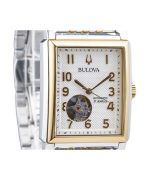 Bulova Sutton Two Tone Stainless Steel Open Heart Silver Dial Automatic 98A308 Men's Watch