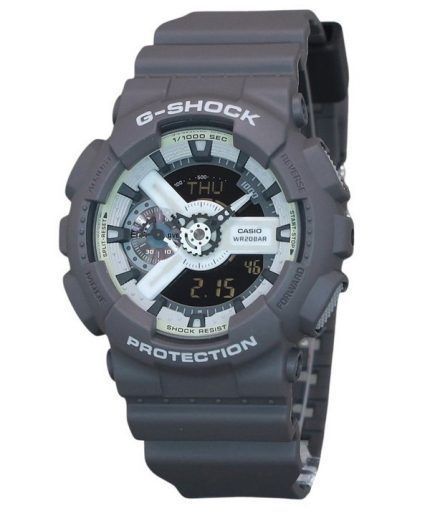 Casio G-Shock Hidden Glow Series Analog Digital Resin Strap Grey Dial Quartz GA-110HD-8A 200M Mens Watch