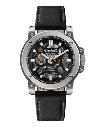 Ingersoll The Freestyle Leather Strap Skeleton Black Dial Automatic I14401 Men's Watch