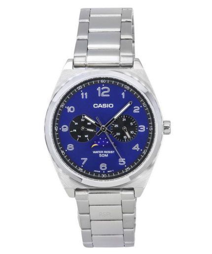 Casio Standard Analog Stainless Steel Moon Phase Blue Dial Quartz MTP-M300D-2A Men's Watch