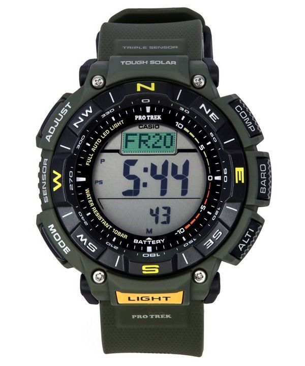 Casio Pro Trek Digital Green Bio Based Resin Strap Tough Solar PRG-340-3 100M Men's Watch