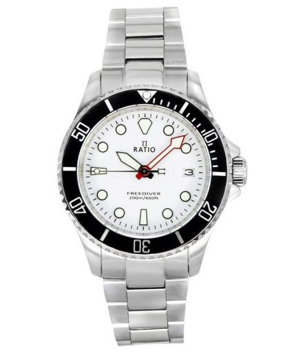 Ratio FreeDiver Sapphire Stainless Steel White Dial Quartz RTF037 200M Men's Watch