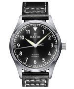 Ratio Skysurfer Pilot Black Sunray Dial Leather Automatic RTS305 200M Men's Watch