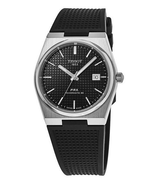 Tissot T-Classic PRX Powermatic 80 Rubber Strap Black Dial Automatic T137.407.17.051.00 100M Mens Watch