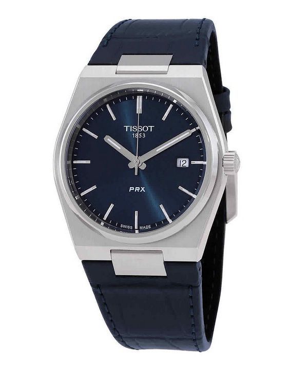 Tissot T-Classic PRX Leather Strap Blue Dial Quartz T137.410.16.041.00 100M Mens Watch