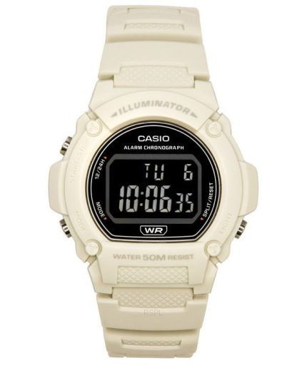 Casio Standard Illuminator Digital White Resin Strap Quartz W-219HC-8B Men's Watch