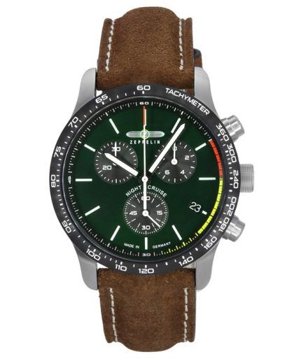 Zeppelin Night Cruise Chronograph Leather Strap Green Dial Quartz 72884 100M Men's Watch