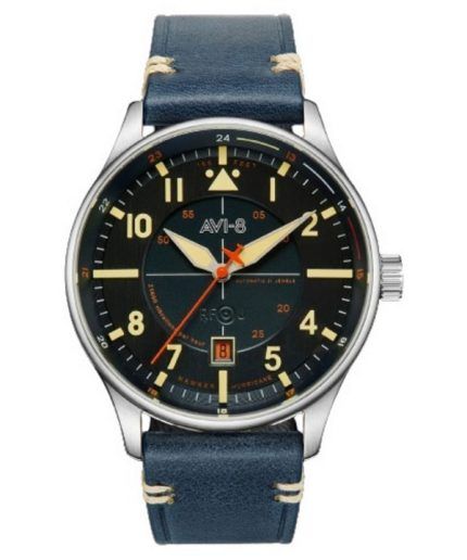AVI-8 Hawker Hurricane Kent Automatic Sussex Leather Strap Blue Dial Automatic AV-4094-02 Men's Watch
