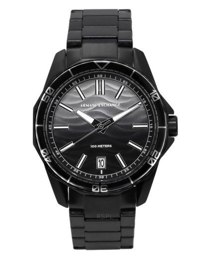 Armani Exchange Black Stainless Steel Grey Dial Quartz AX1952 100M Men's Watch