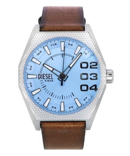 Diesel Scraper Leather Strap Blue Dial Quartz DZ2174 Men's Watch