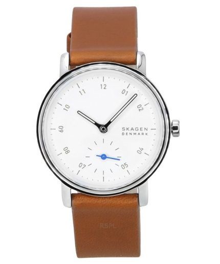 Skagen Kuppel Lille Brown Leather Strap White Dial Quartz SKW3103 Women's Watch