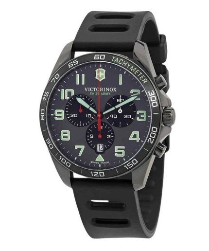 Victorinox Swiss Army Fieldforce Sport Chronograph Rubber Strap Grey Dial Quartz 241891 100M Men's Watch
