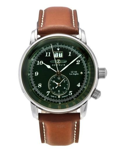 Zeppelin LZ126 Los Angeles Brown Leather Strap Green Dial Quartz 86444 Men's Watch